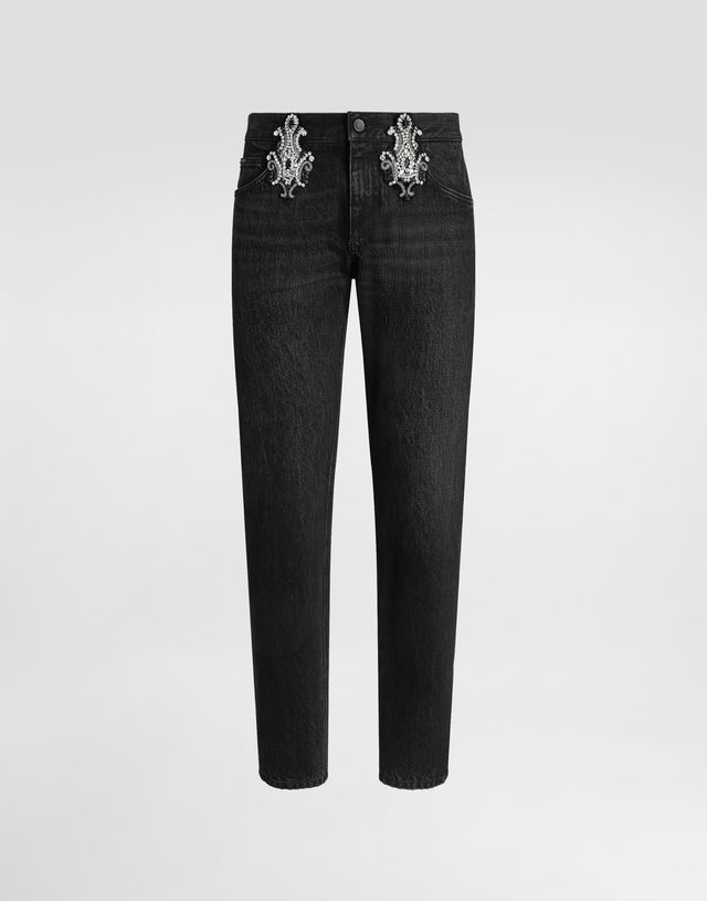 Dolce & Gabbana Crystal-Embellished Denim Trousers