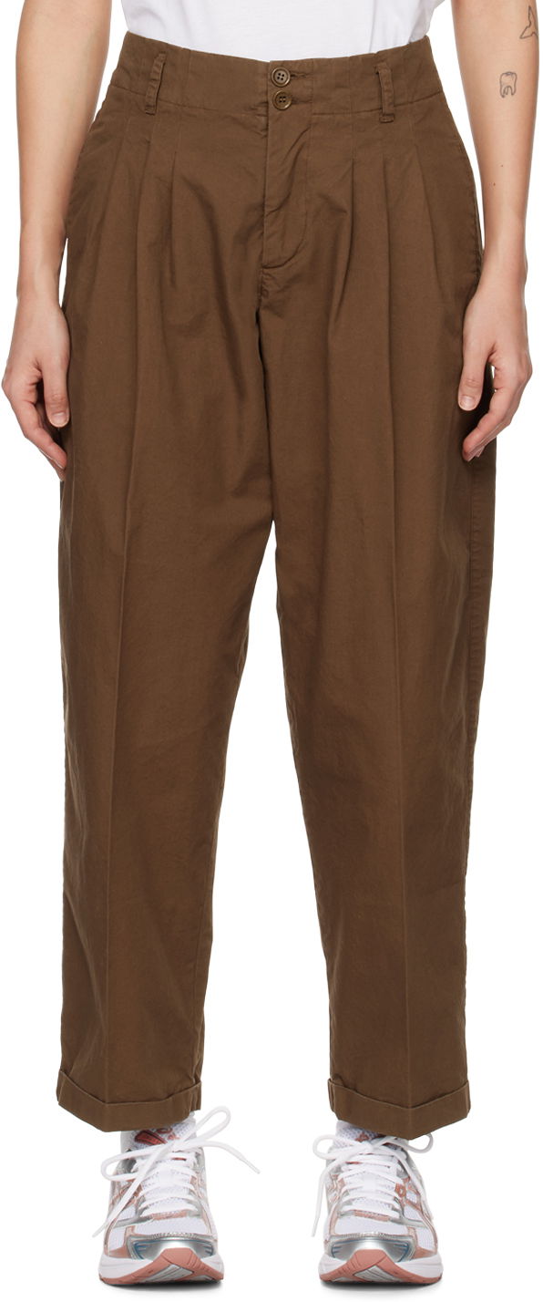 Панталони YMC Keaton Pleated Trousers Кафяво | Q4UAN