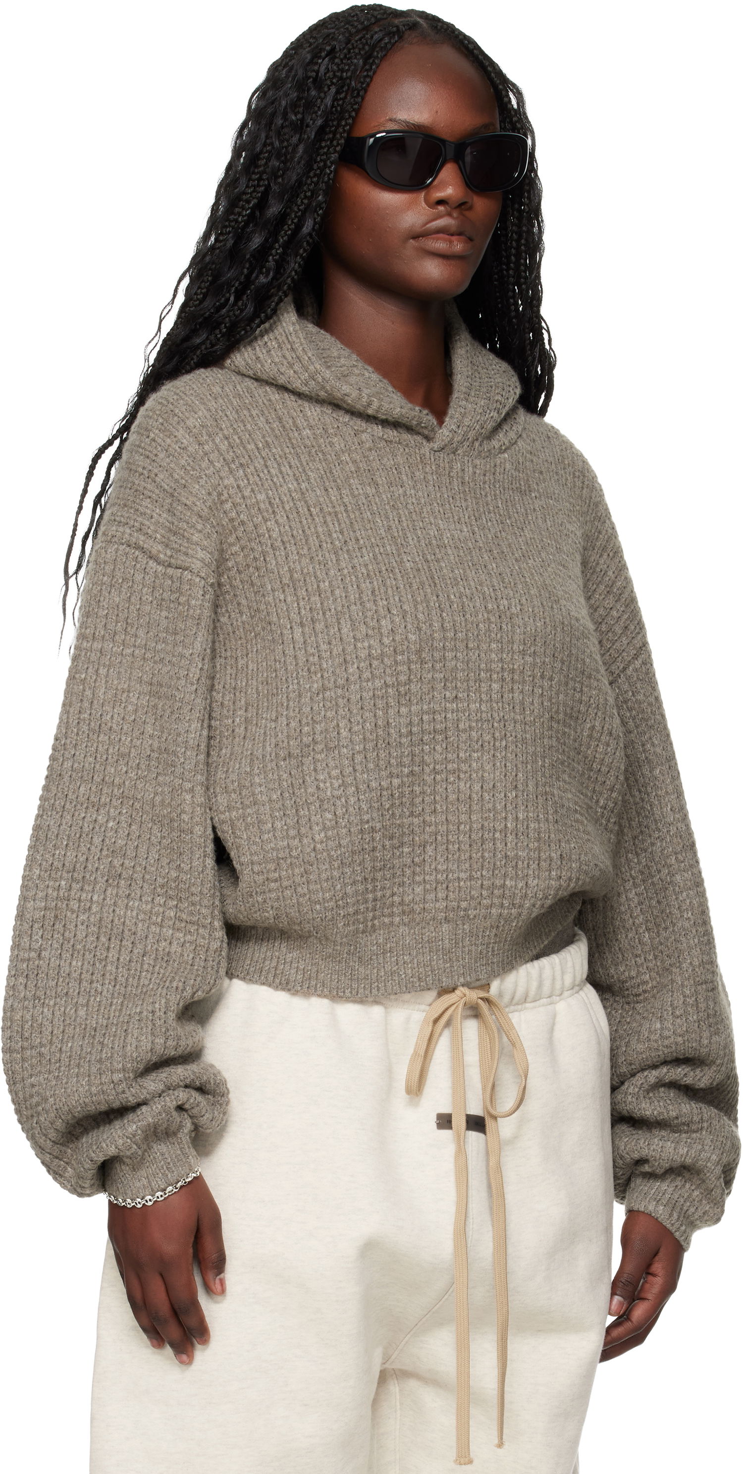 Суитчър Fear of God ESSENTIALS Holiday Heavy Waffle 90s Hoodie Сиво | 192HO255012FW, 1