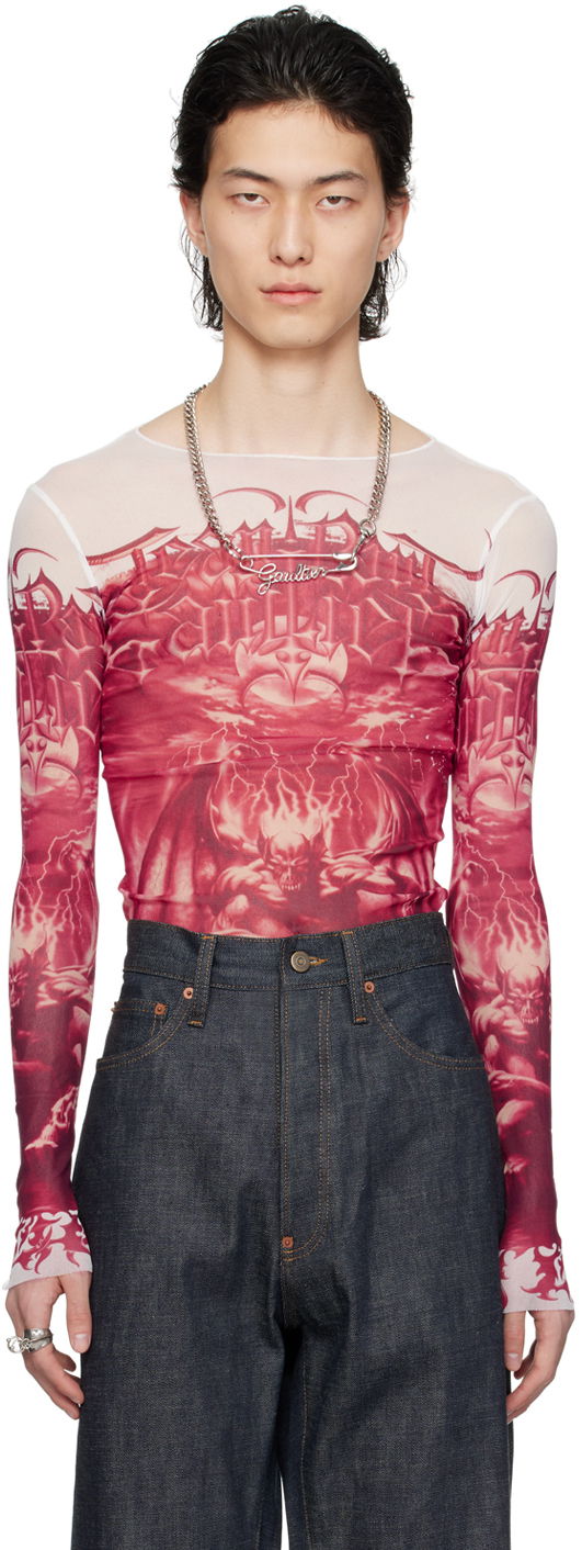 Тениска Jean Paul Gaultier Jean Paul Gaultier 'The Diablo' Graphic Print Long Sleeve T-Shirt Червено | 24/25-U-TO137-T546-0130