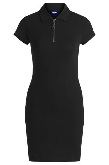 Pокля BOSS Stretch Cotton Bodycon Dress with Zip Placket Черно | 50537417