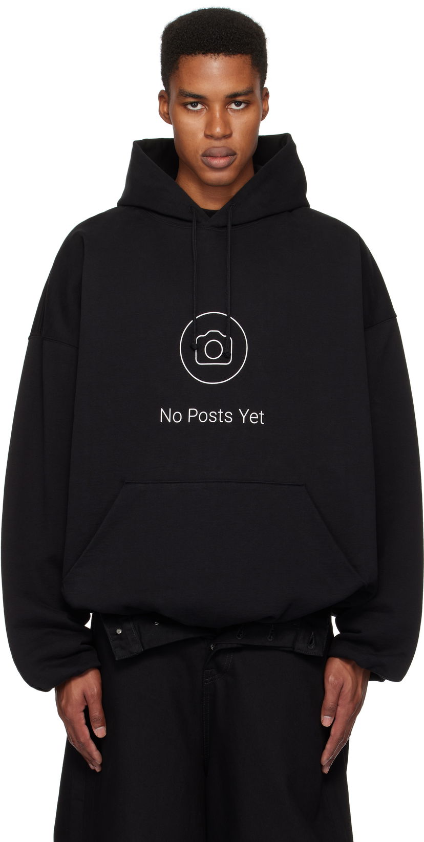 Суитчър VETEMENTS 'No Posts' Cropped Boxy Hoodie Черно | UA66HD660B