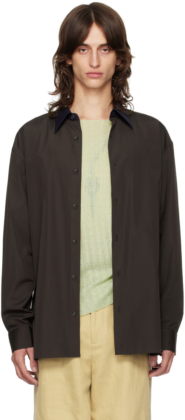 Риза Dries Van Noten Brown Relaxed Shirt Черно | 242-020725-9244