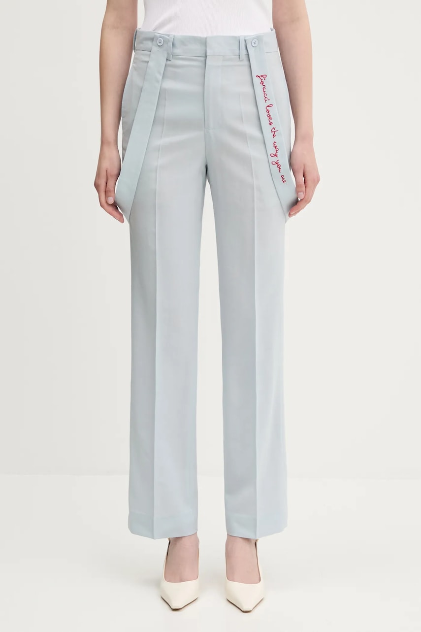Панталони Fiorucci Fiorucci Embroidered Suspender High Waist Trousers Синьо | W02SPBPA183WO01BL02, 0