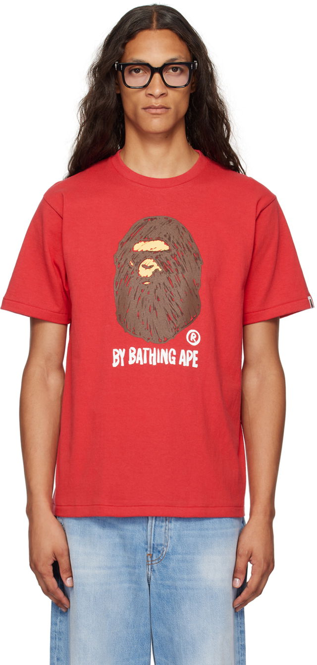 BAPE Red Hand Drawn 'By Bathing Ape' T-Shirt