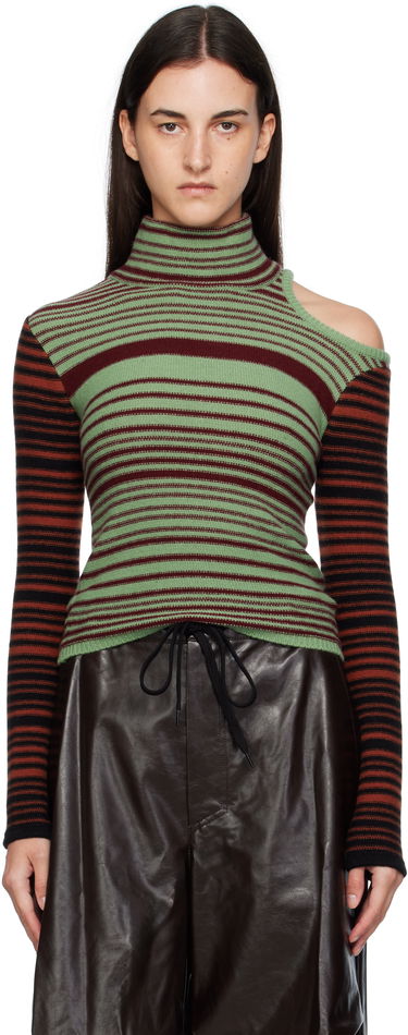 Пуловер Andersson Bell Andersson Bell Elodie Multi Stripe Cut-Out Turtleneck Зелено | atb1356w, 0