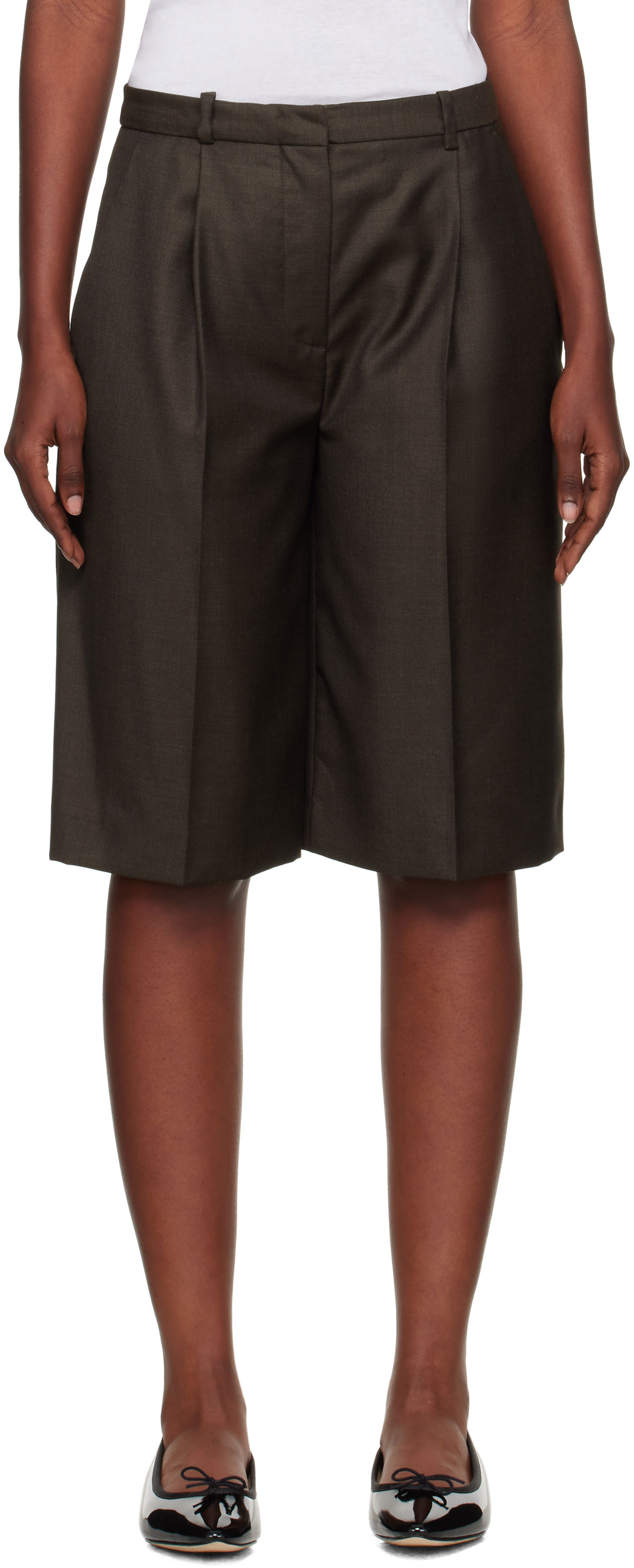 Къси панталони Loulou de Saison Loulou de Saison Adler Virgin Wool Bermuda Shorts Кафяво | ADLER, 0