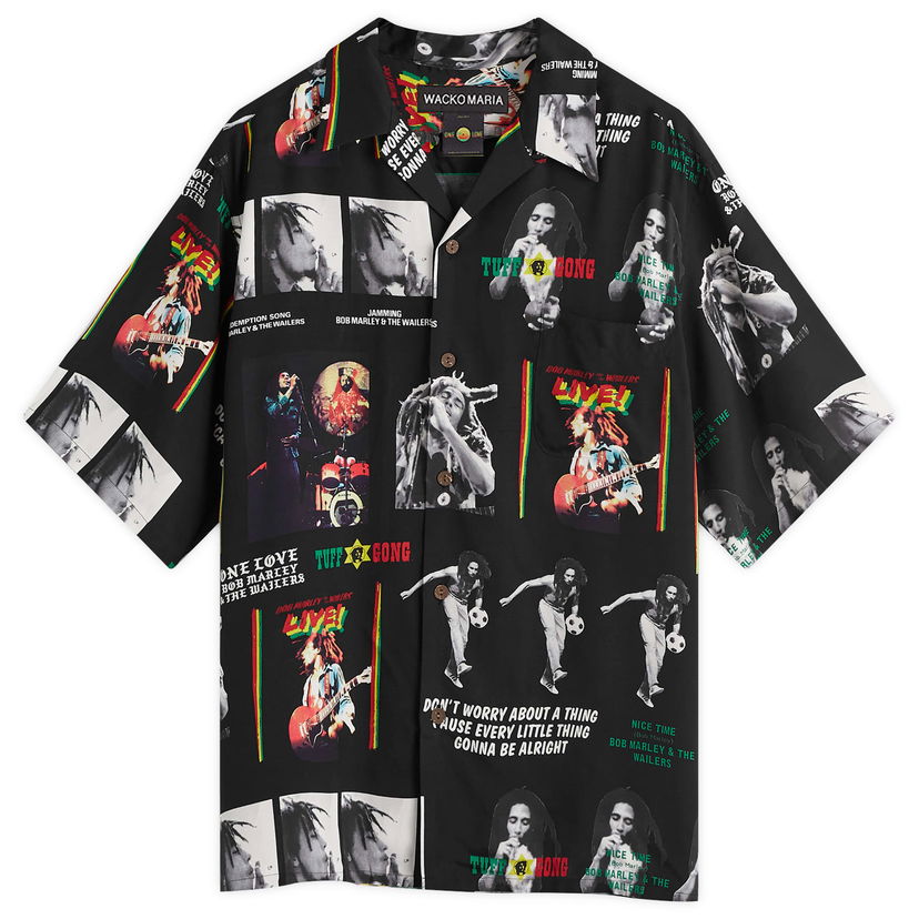 Риза WACKO MARIA Bob Marley Type-1 Hawaiian Shirt Черно | BOBMARLEY-WM-HI09-BLK