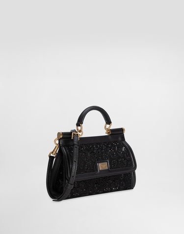 Дамска чанта Dolce & Gabbana Dolce & Gabbana Small Sicily Embroidered Lace Handbag Черно | BB7116B9I478S485, 2