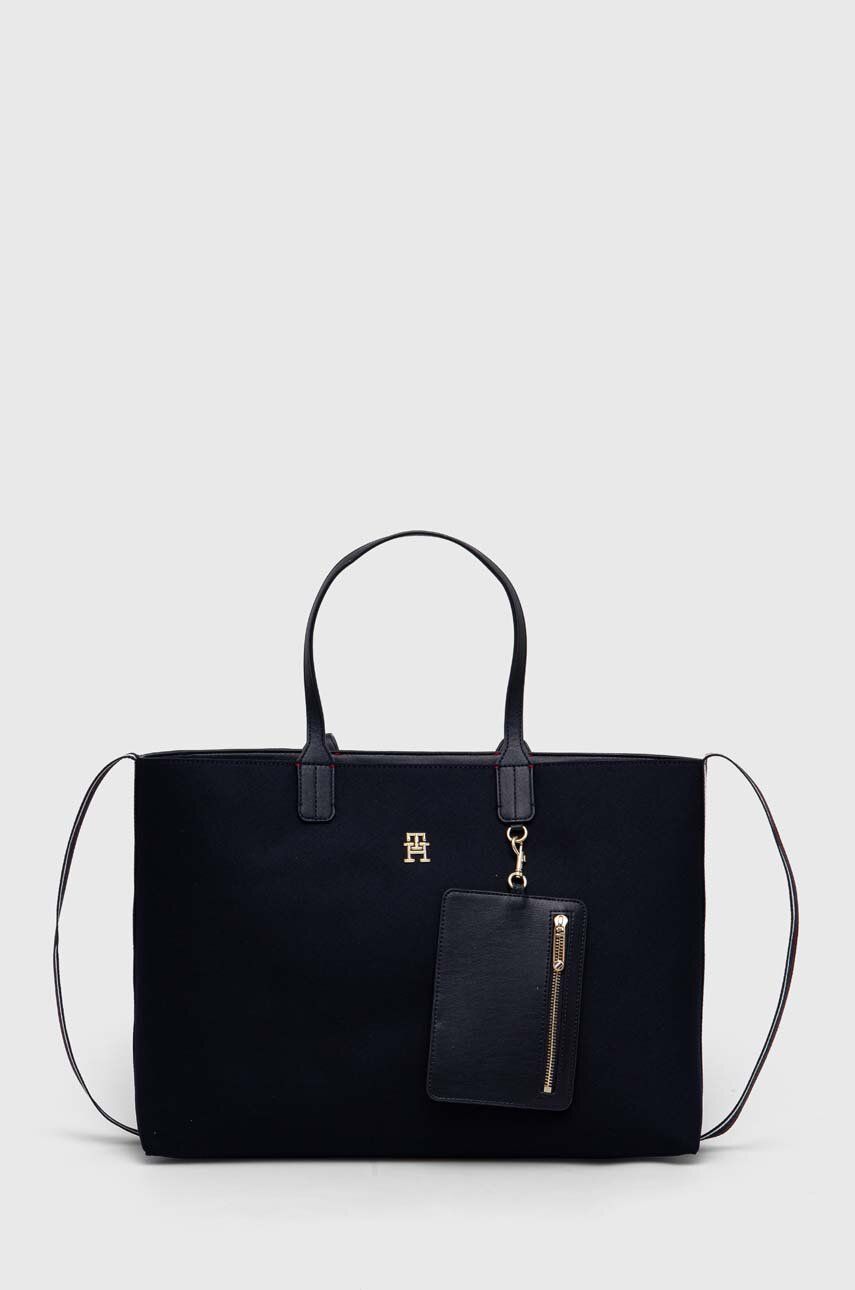 Голяма пазарска чанта Tommy Hilfiger Iconic Faux-leather Tote Bag Тъмно синьо | AW0AW15137, 0