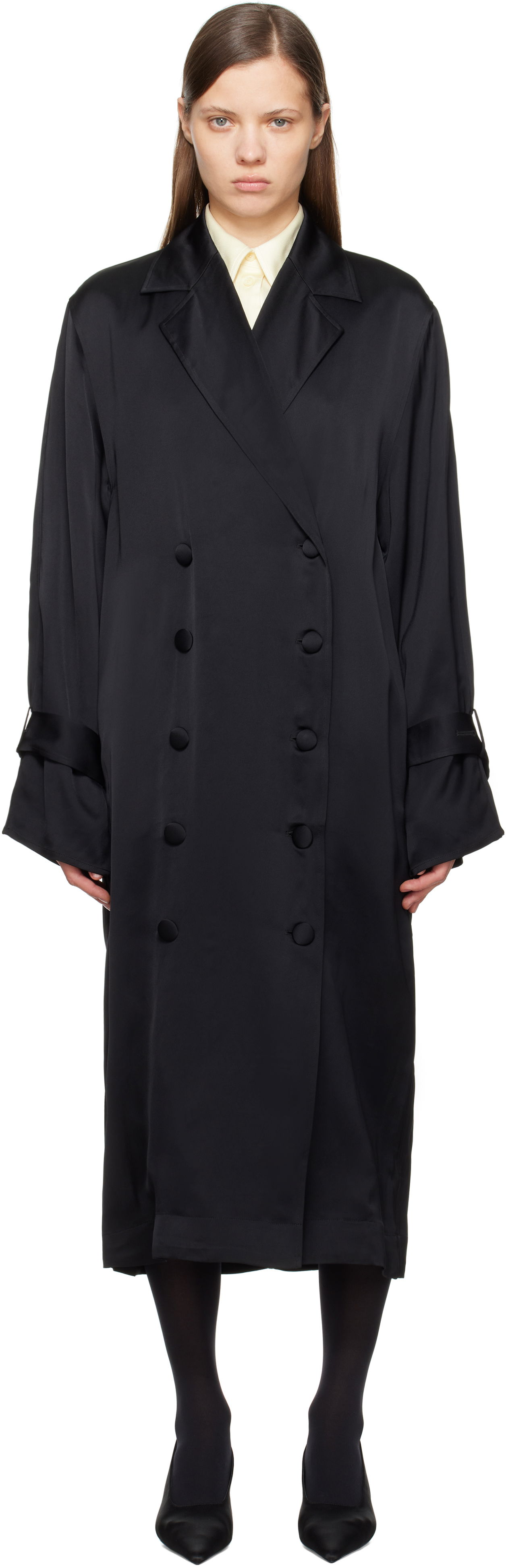 Палта TOTEME TOTEME Satin Trench Maxi Dress Черно | 251-WRD0162-FB0020, 0