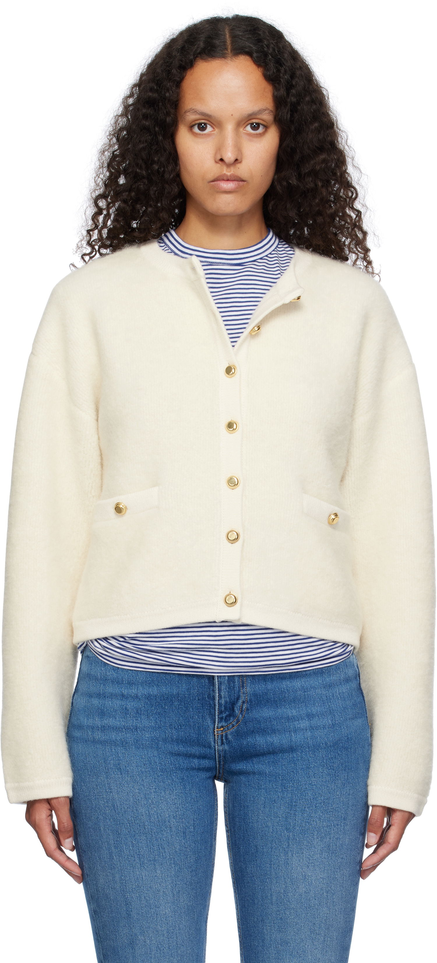 Пуловер rag & bone rag & bone Kaia Boucle Cardigan Бяло | WAS24F047AA47, 0