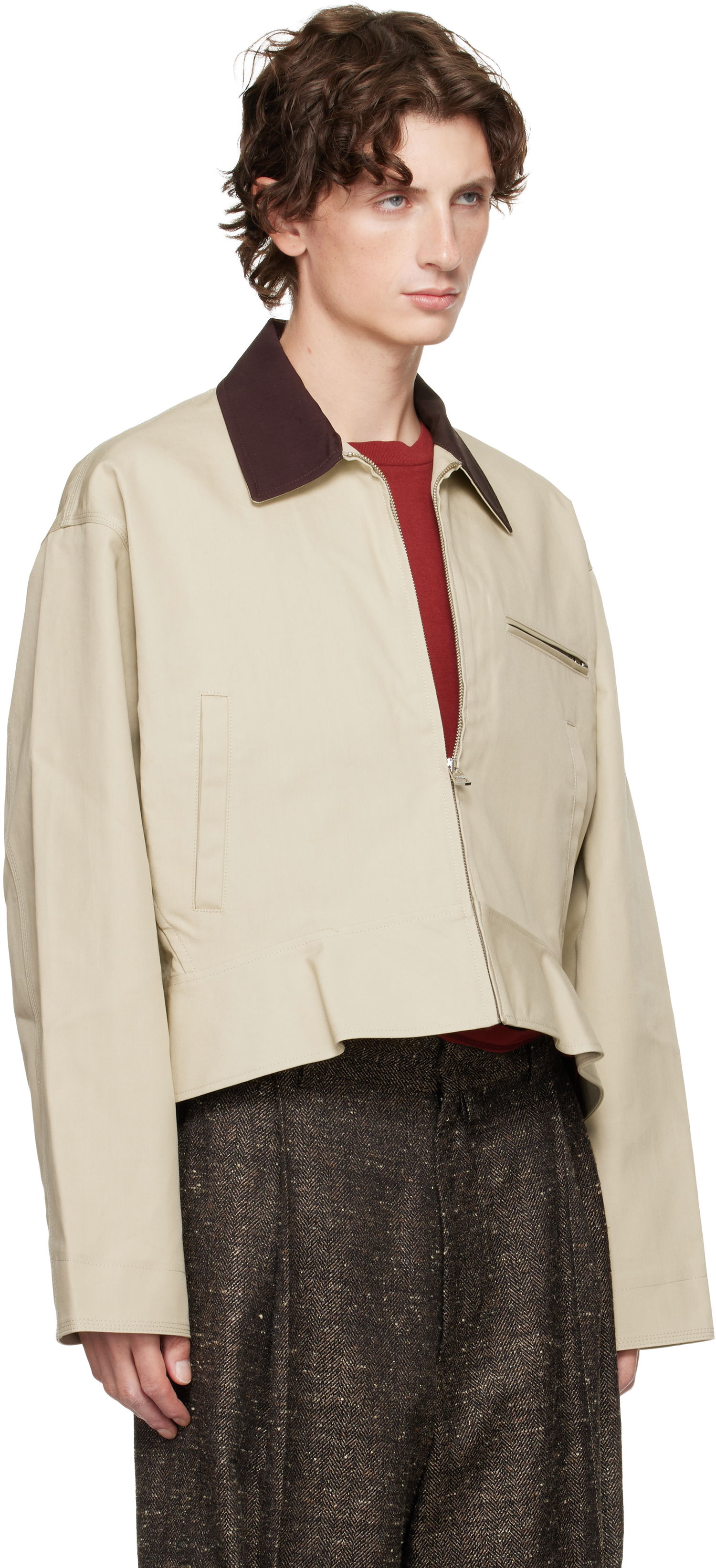 Яке JW Anderson JW Anderson Curved Hem Jacket Бежово | JK0413-PG1802, 1