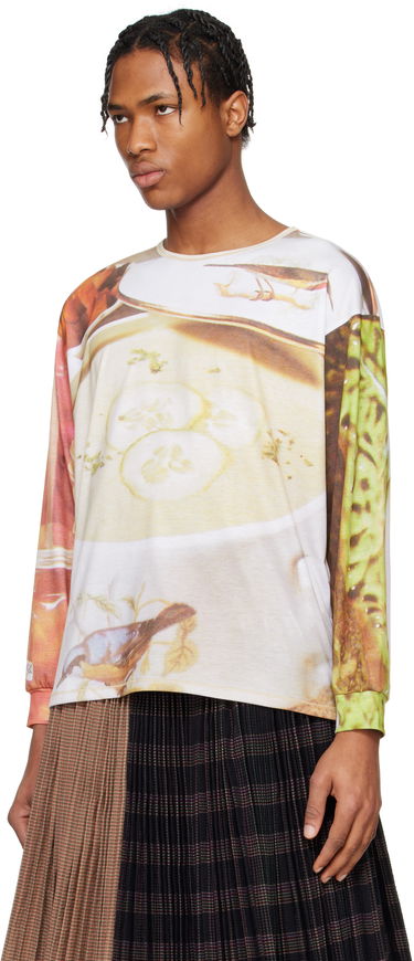 Пуловер Chopova Lowena Chopova Lowena Oversized Jersey Soup Graphic T-Shirt Бяло | 2313E, 3