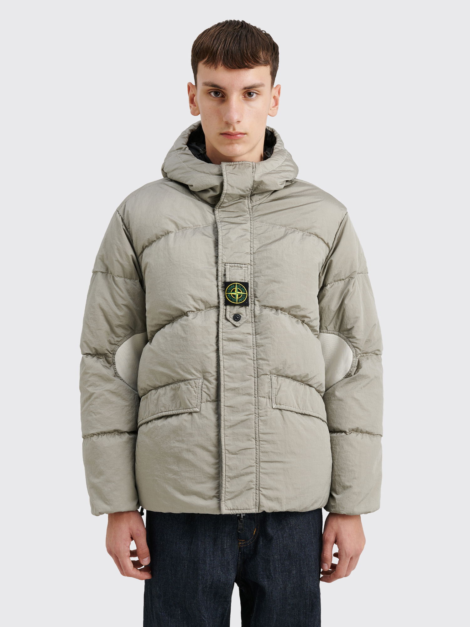 Пухо яке Stone Island Econyl® Reversible Down Jacket Plaster Сиво | 791542719 V0097, 0