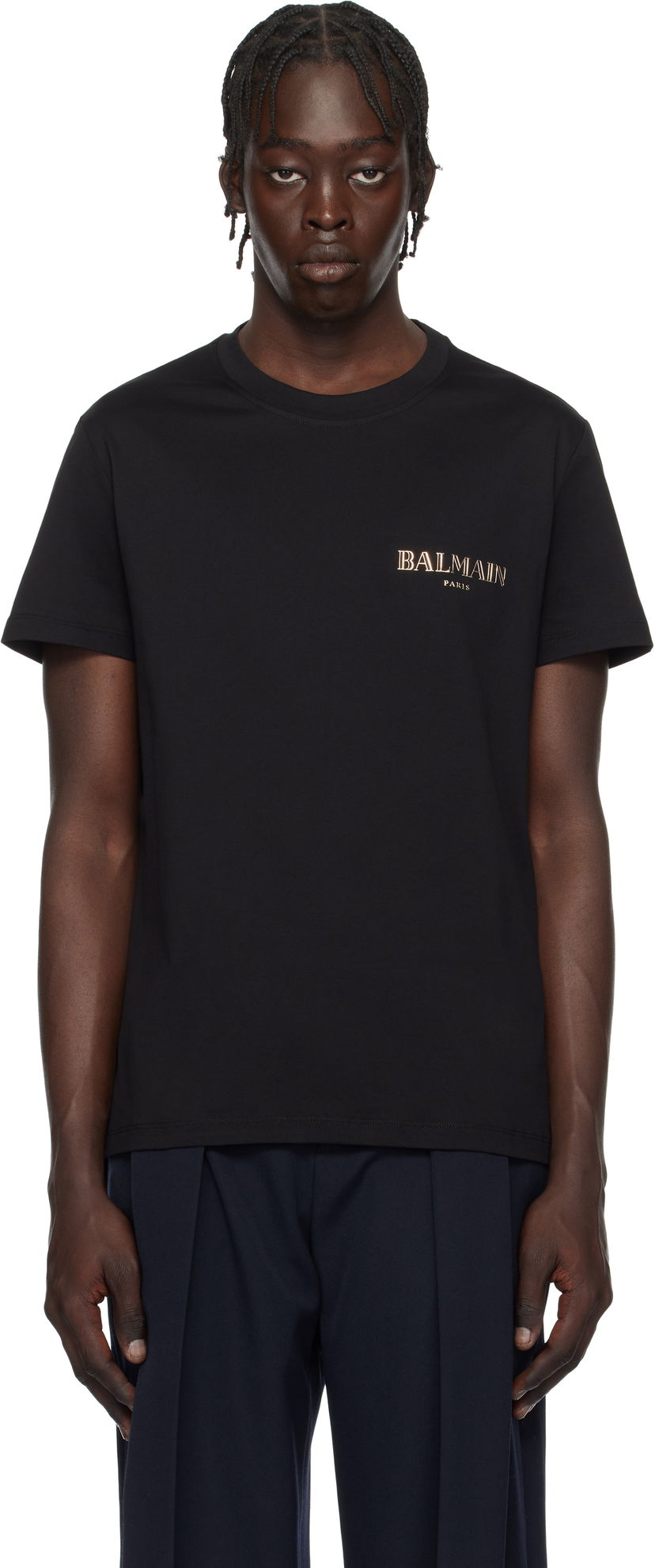 Тениска Balmain Vintage Gel Logo T-Shirt Черно | EH1EF000GD84