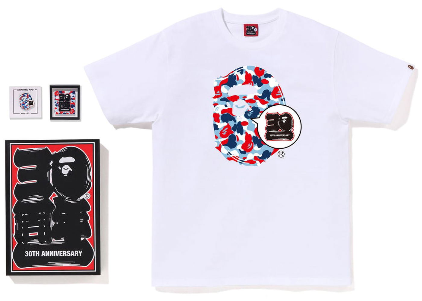 Тениска BAPE Store Paris 30th Anniversary Ape Head Tee Set Бяло | 1J22-110-045, 0