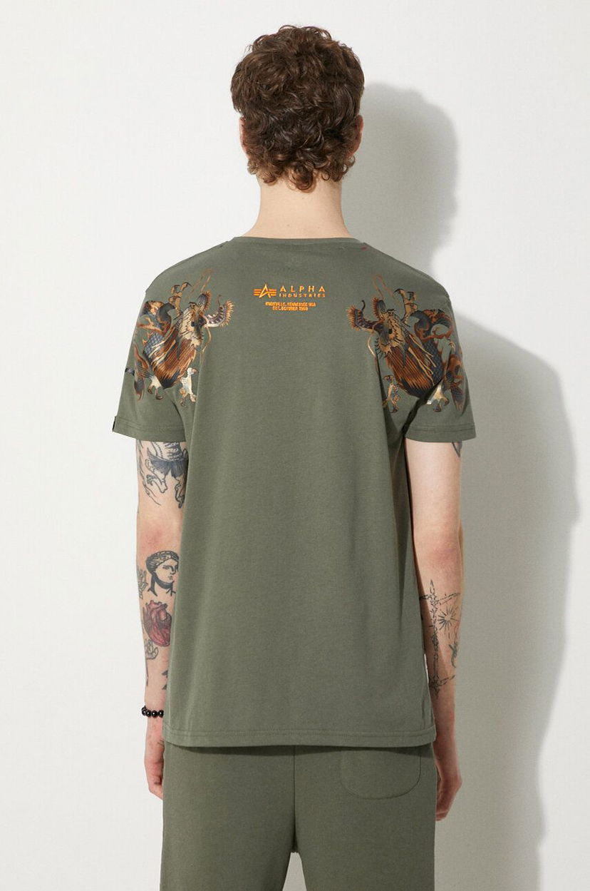 Тениска Alpha Industries T-Shirt Dragon With Print Зелено | 136506.142