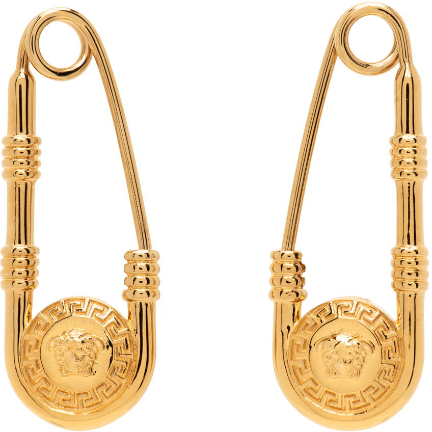 Обеци Versace Safety Pin Earrings Бежово | 1004827_1A00620, 0