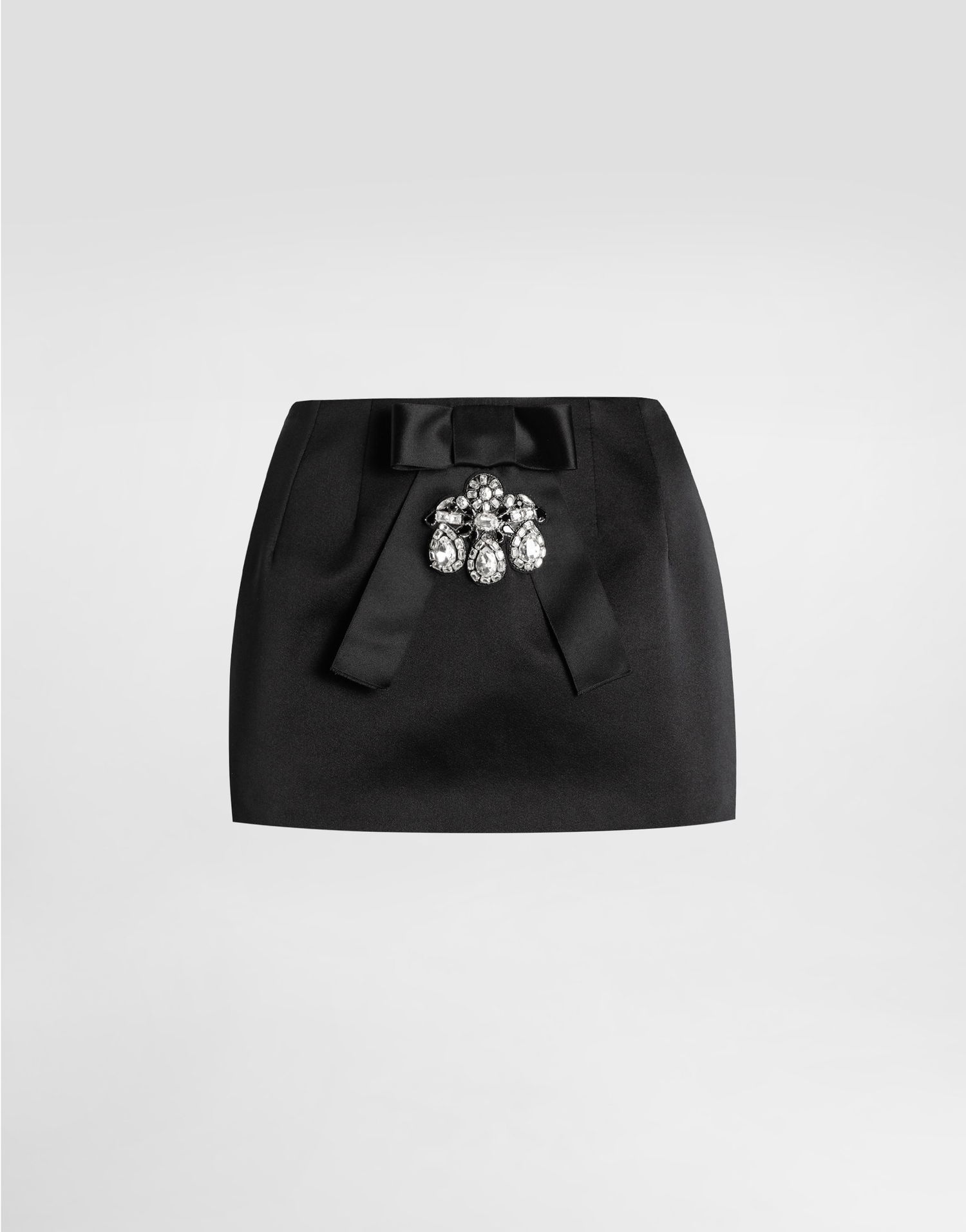 Пола Dolce & Gabbana Dolce & Gabbana Duchesse Mini Skirt with Jeweled Bow Черно | F4DA2ZFUM3RN0000, 0