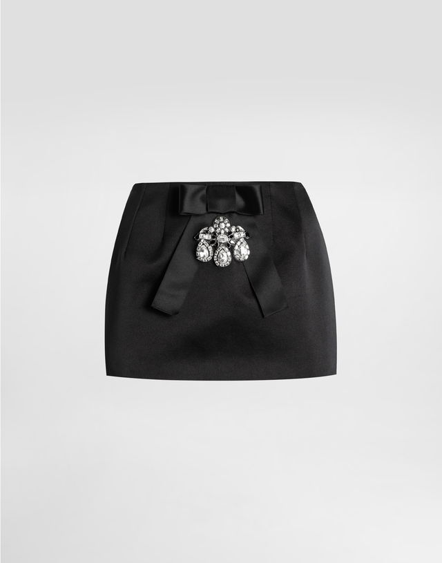 Dolce & Gabbana Duchesse Mini Skirt with Jeweled Bow