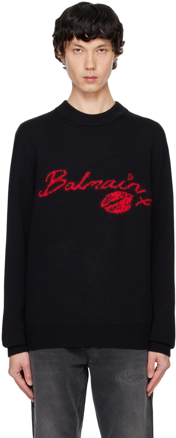 Пуловер Balmain Wool 'Kiss' Sweater Черно | DH0KD000KH32