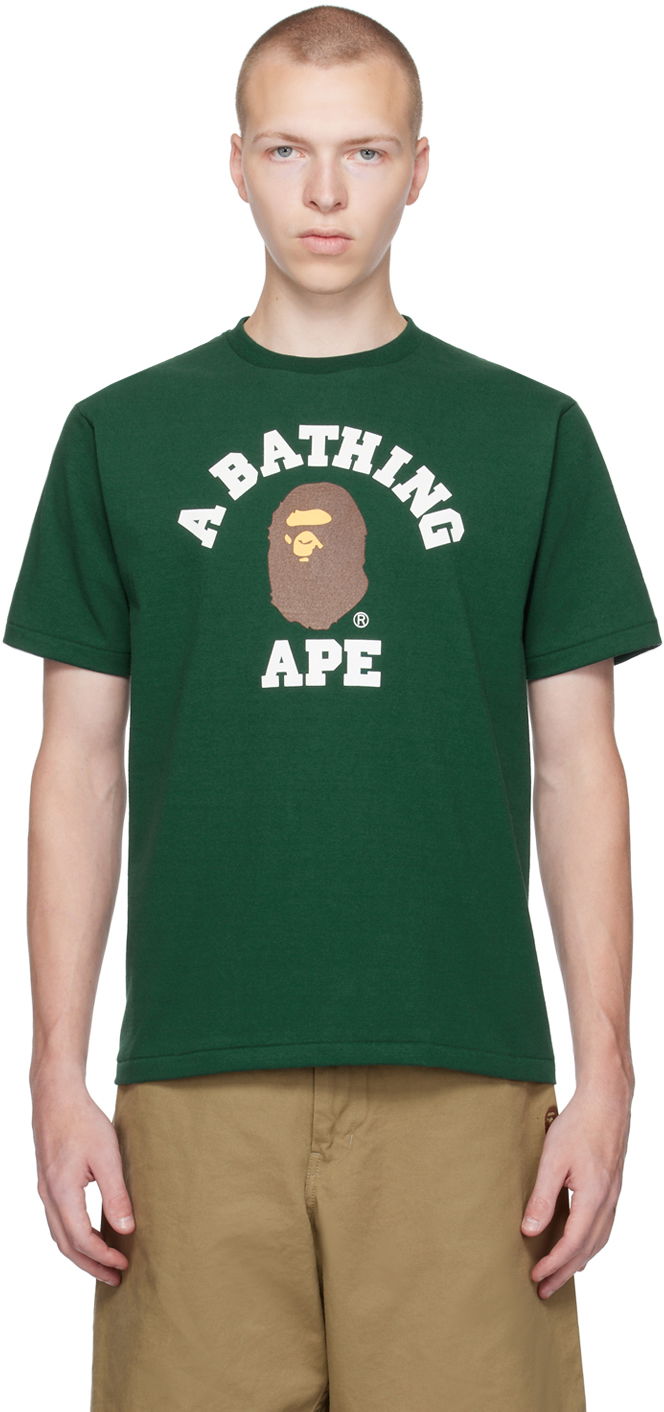 Тениска BAPE College T-Shirt Зелено | 001TEJ301001M, 0
