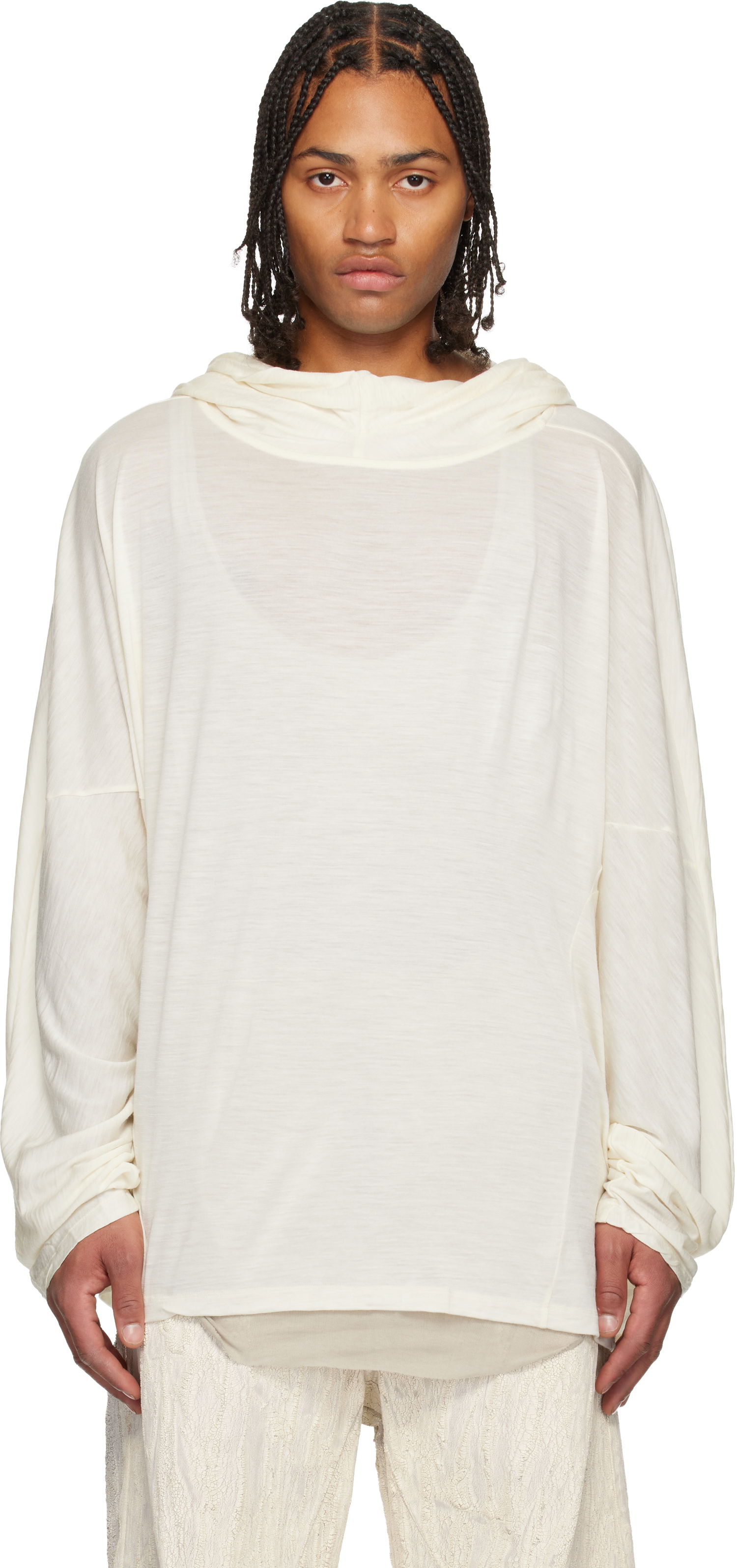 Суитчър Rick Owens Concordians Loose-Fit Cowl Neck Tunic Hoodie Бежово | RR02E1502 JSW, 0