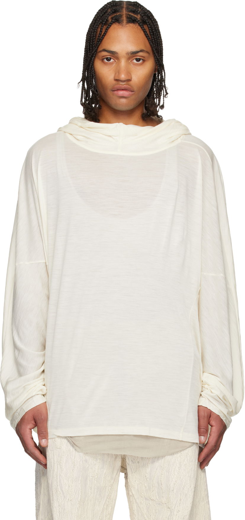 Суитчър Rick Owens Concordians Loose-Fit Cowl Neck Tunic Hoodie Бежово | RR02E1502 JSW