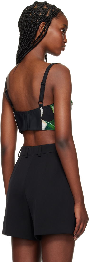 Съкратен топ Dolce & Gabbana Dolce&Gabbana Gardenia Print Crop Tank Top Черно | F7T18T FSSK2, 2