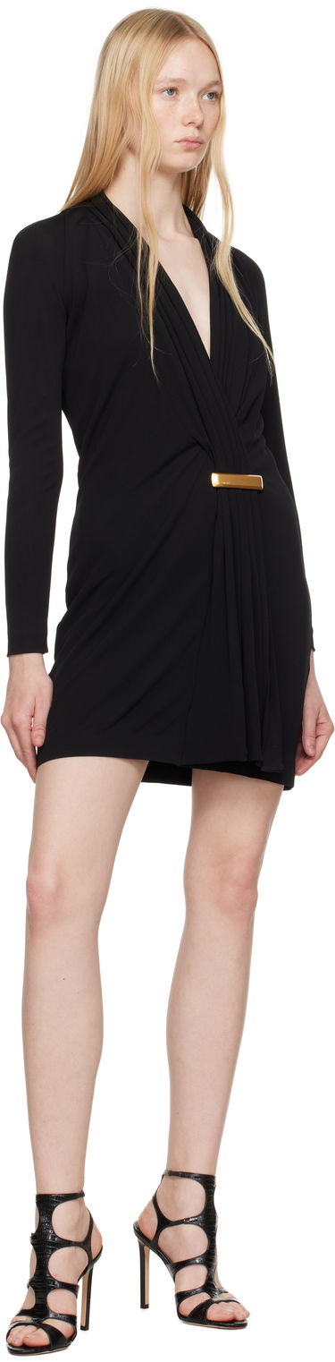 Pокля Tom Ford TOM FORD V-Neck Long Sleeve Cocktail Minidress Черно | ABJ835-JEX131, 3