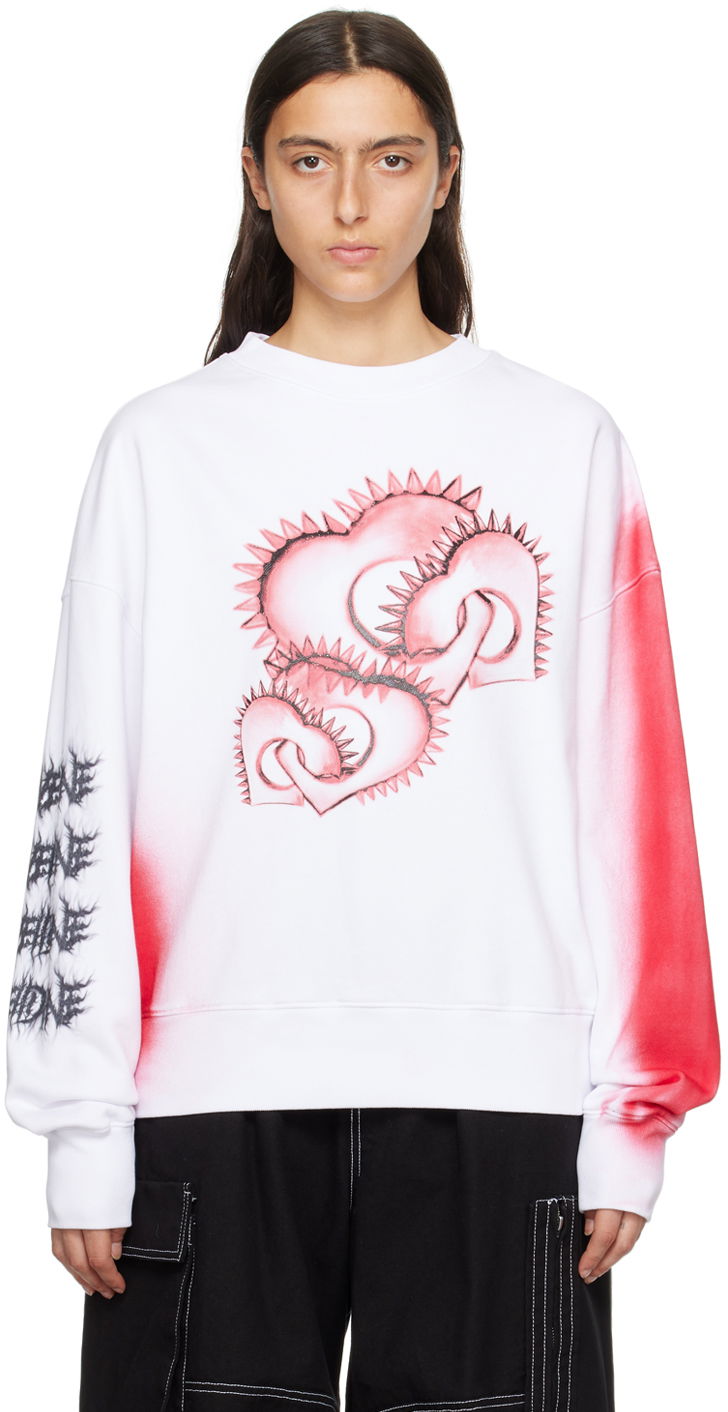 Пуловер We11done Printed Sweatshirt Бяло | WD-TS3-23-710-U-WH, 0