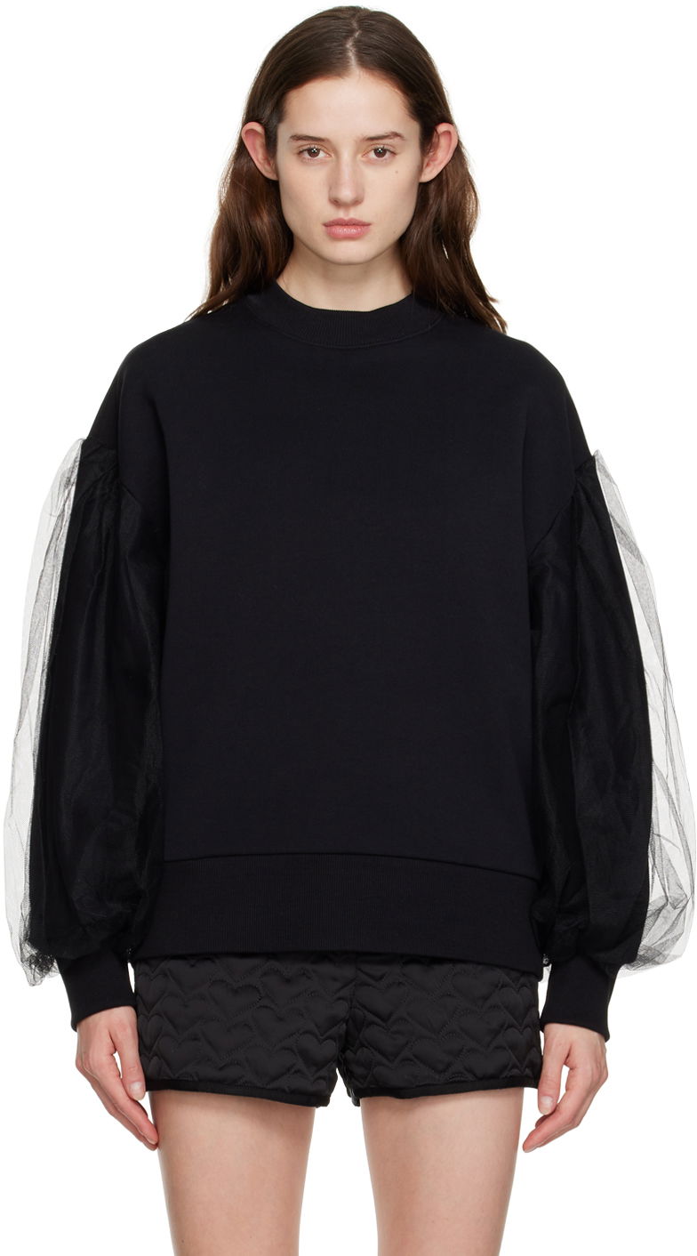 Суитчър MSGM Layered Tulle Sleeve Sweatshirt Черно | 3441MDM171 237000