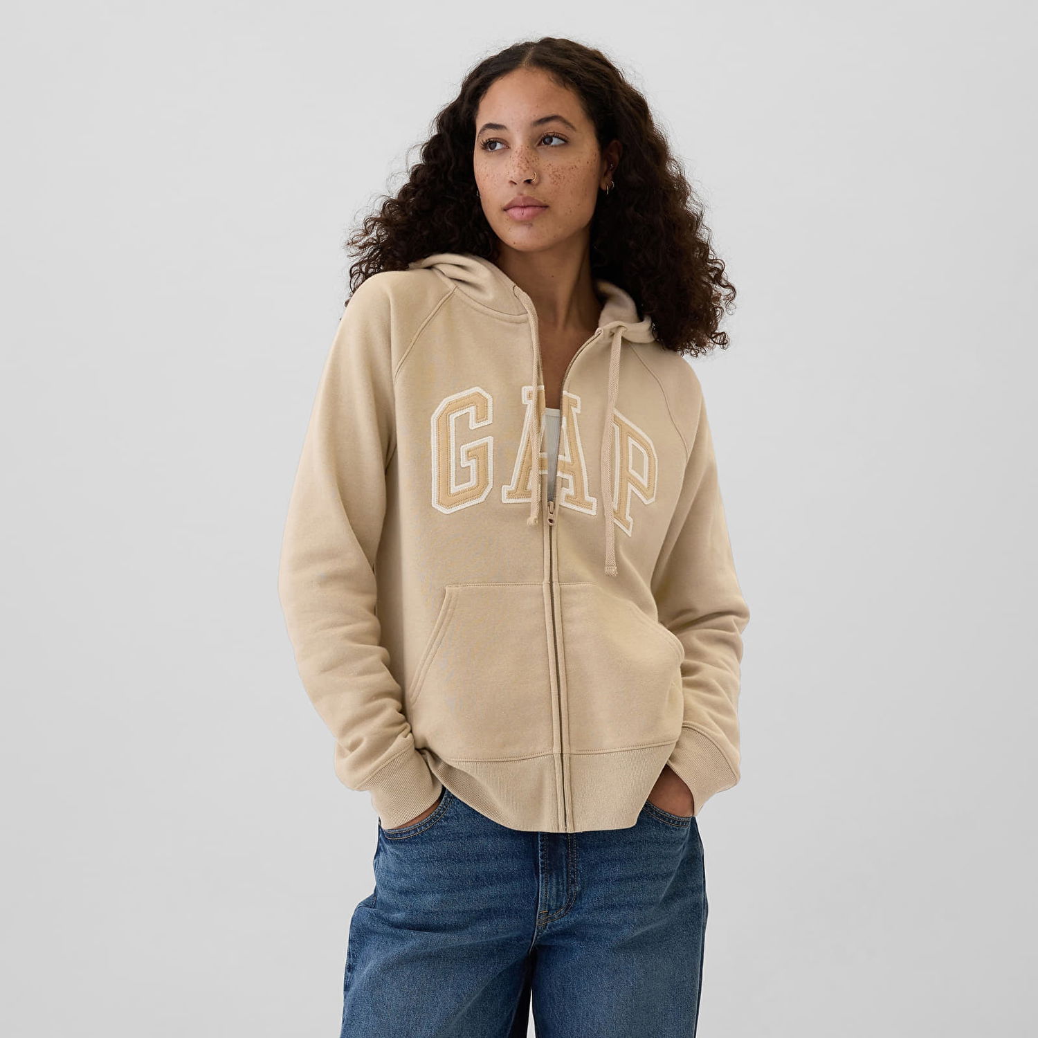 Суитчър GAP Logo Fullzip Hoodie Khaki Зелено | 463503-51, 0