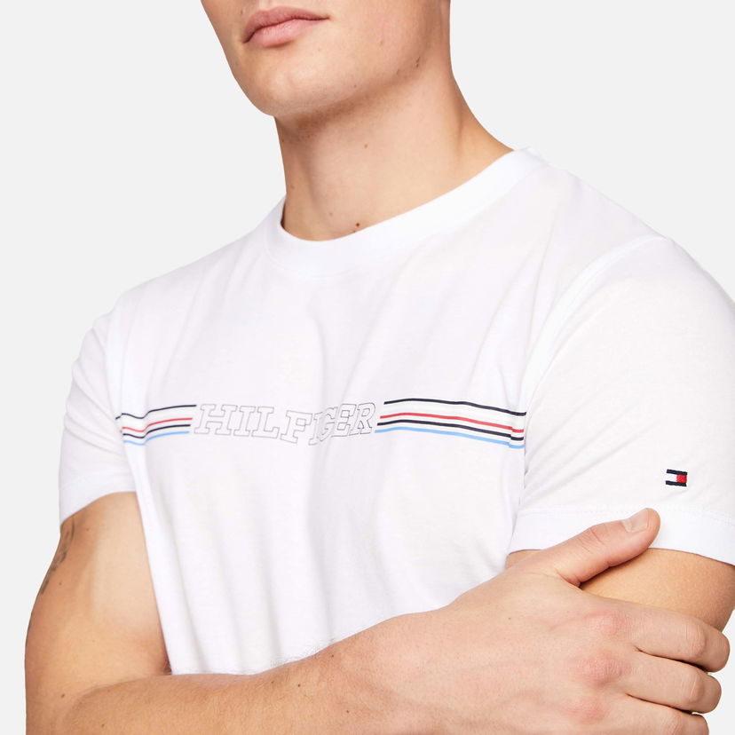 Тениска Tommy Hilfiger Striped Slim Fit Cotton T-Shirt Бяло | MW0MW34428YBR