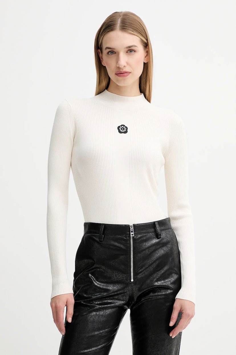 Пуловер KENZO Kenzo Ribbed Mock Neck Sweater Бяло | FF62TO6123LG
