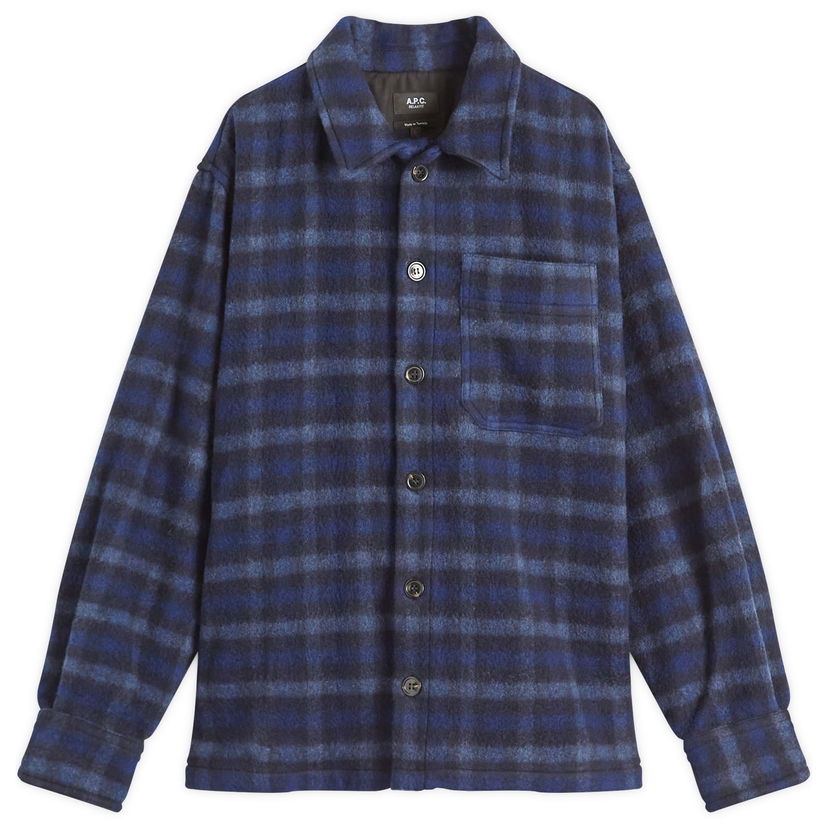 Риза A.P.C. A.P.C. Stanley Check Wool Overshirt Синьо | WOASI-H02989-IAK