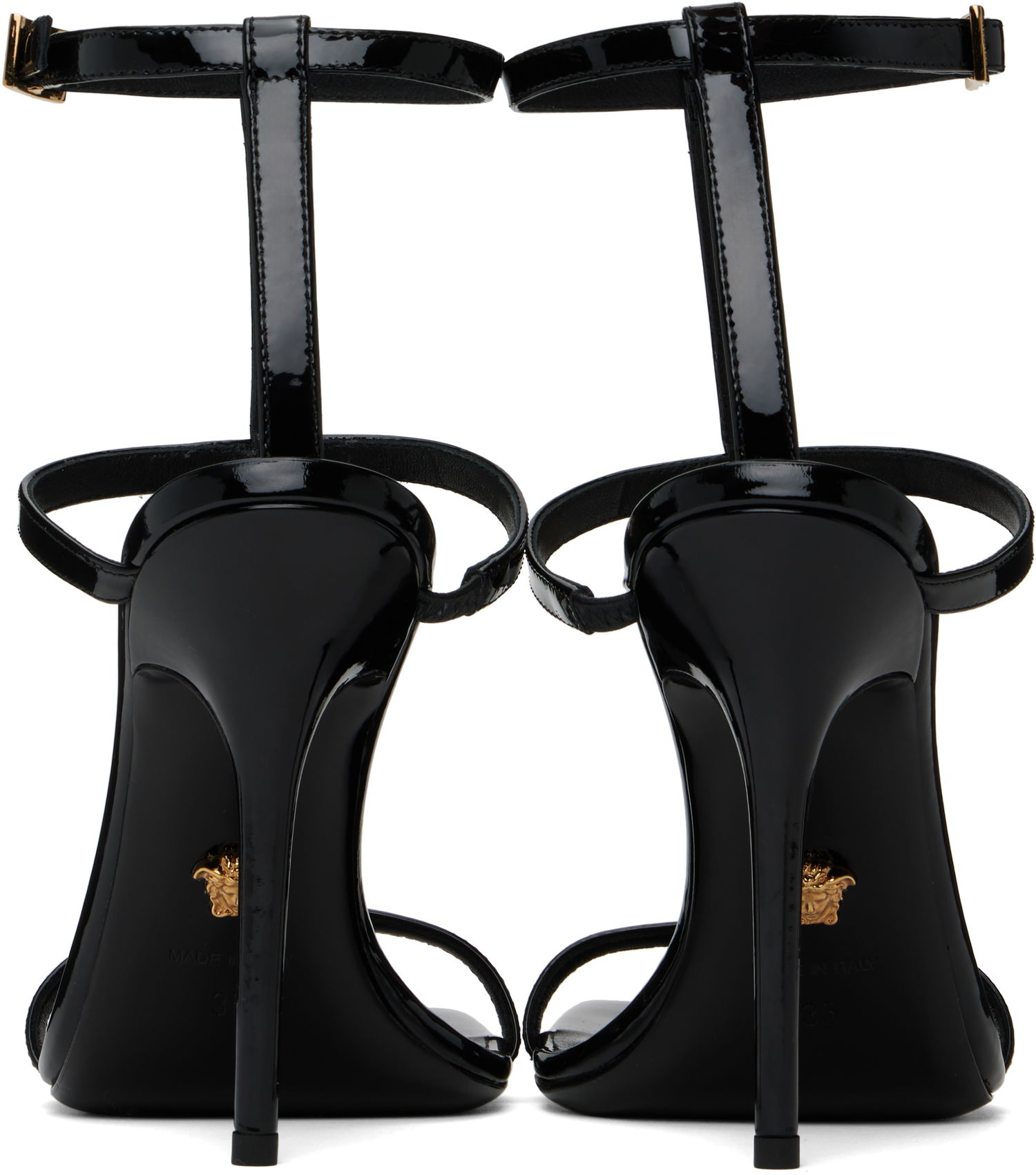 Бижута Versace Versace V2025 Chain Patent Heeled Sandals Черно | 1018236_D2VE_1B00V, 1