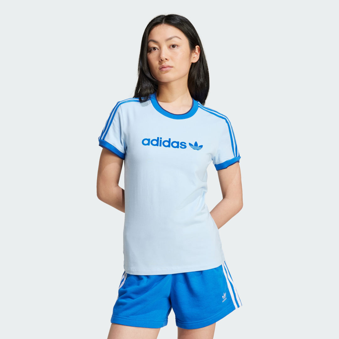 Тениска adidas Performance Graphic Badge Slim 3-Stripes Тюркоазено | IZ2674, 0