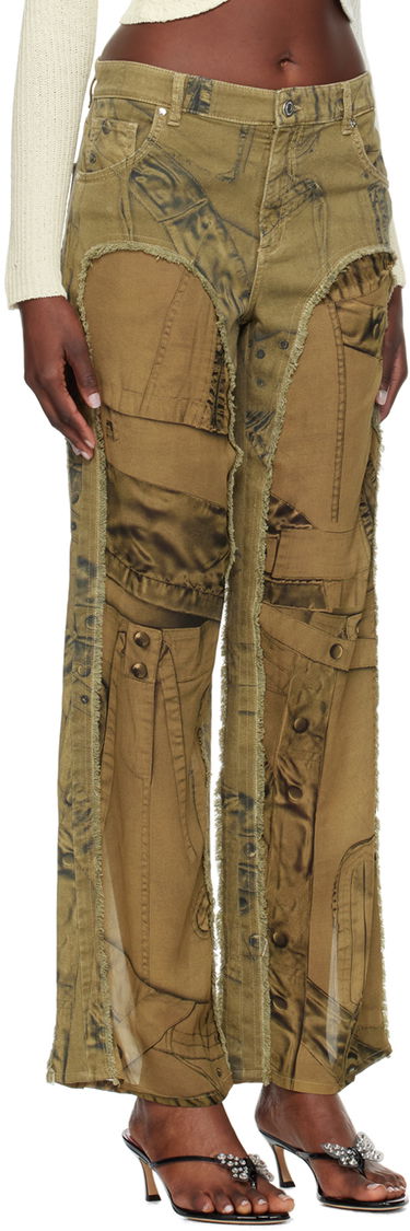 Дънки Blumarine Blumarine Cinch Straight-Leg Jeans Зелено | P422P113A, 1