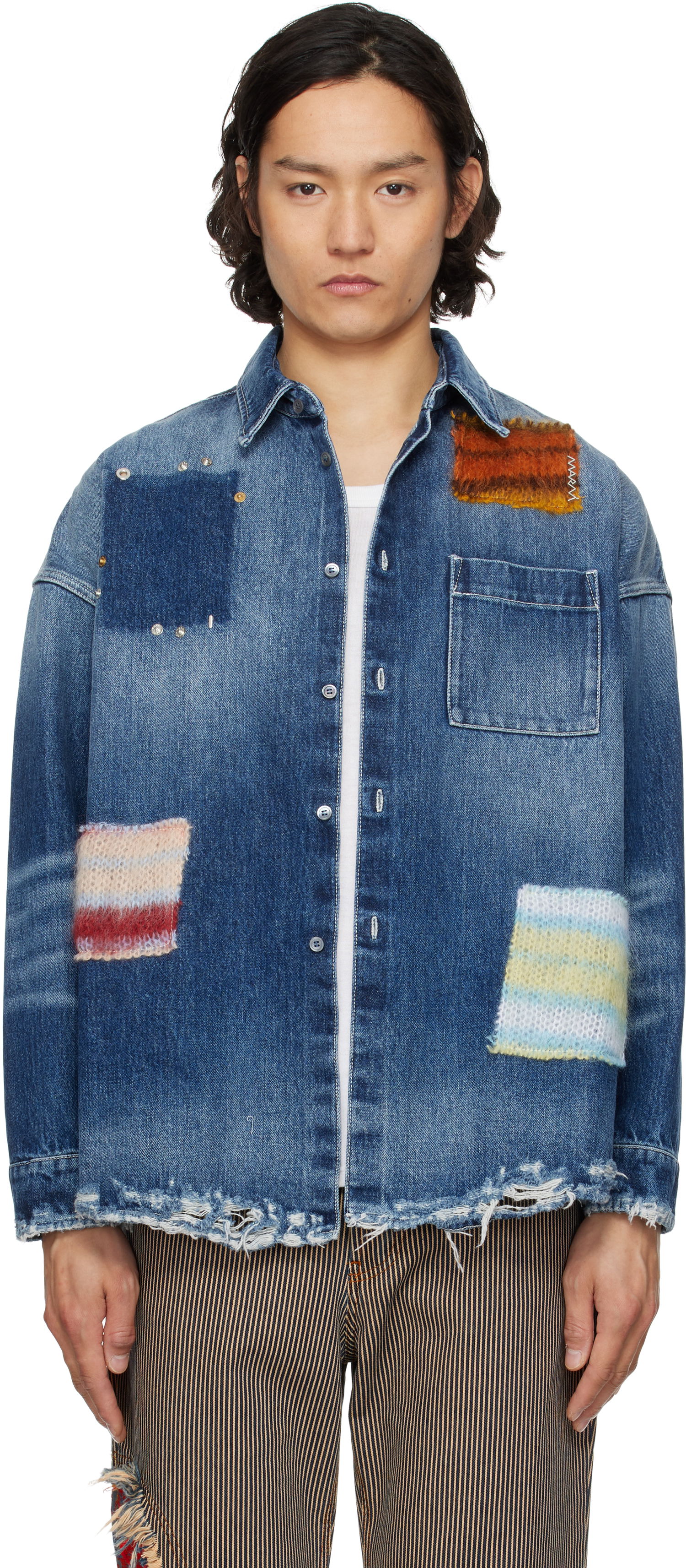 Риза Marni Marni Patched Denim Shirt Синьо | CUJU0061LX USCX01, 0