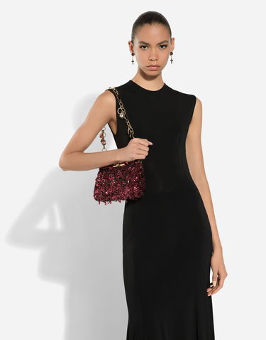 Чанта през рамо Dolce & Gabbana Dolce & Gabbana Marlene Sequin Embellished Shoulder Bag Бургунди | BB7620A521389554, 1