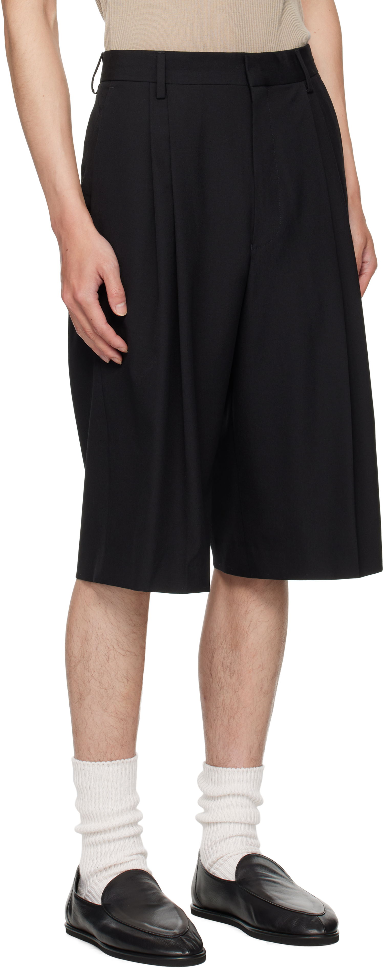 Къси панталони Dries Van Noten Dries Van Noten Wool Pleated Shorts Черно | 252-020935-2057, 1