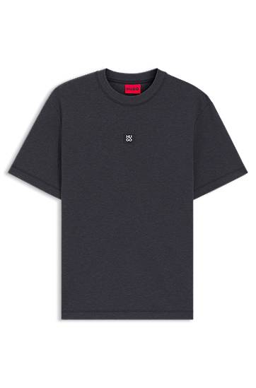 Тениска BOSS Cotton-blend T-shirt with stacked logo Сиво | 50553173, 0