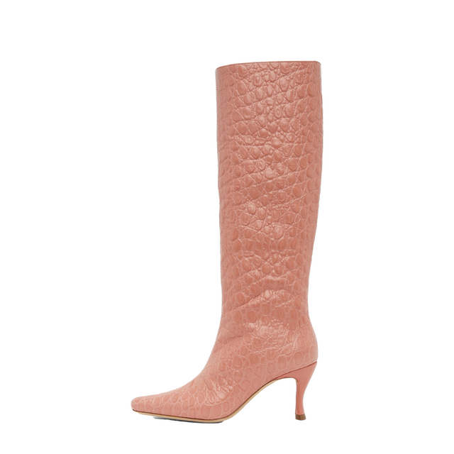 Stevie 42 Pink Leather Knee High Boots