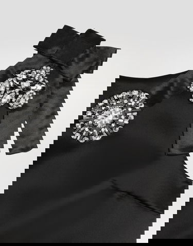 Pокля Dolce & Gabbana Stretch Satin Dress with Jewel Embellishments and Shoulder Bows Черно | F60FOZFURADN0000, 2