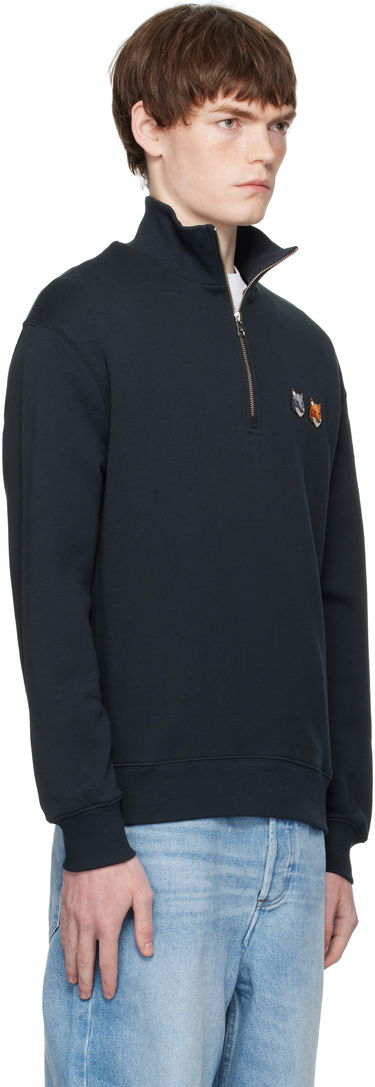 Суитчър MAISON KITSUNÉ Maison Kitsuné Double Fox Head Half-Zip Sweatshirt Черно | OM211CFKM0321, 1