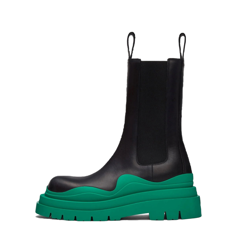Кецове и обувки Bottega Veneta Leather Tire Chunky-Sole Chelsea Boot Черно | 630284VBS501489