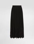 Dolce & Gabbana Pleated Chiffon Midi Skirt with Lace Trim
