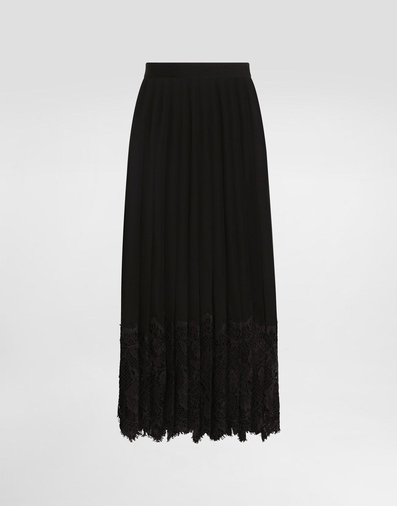 Пола Dolce & Gabbana Dolce & Gabbana Pleated Chiffon Midi Skirt with Lace Trim Черно | F4C6ATFUSNWN0000, 0